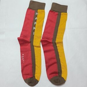 MARNI Logo-Print Colour-Block Socks Sz M